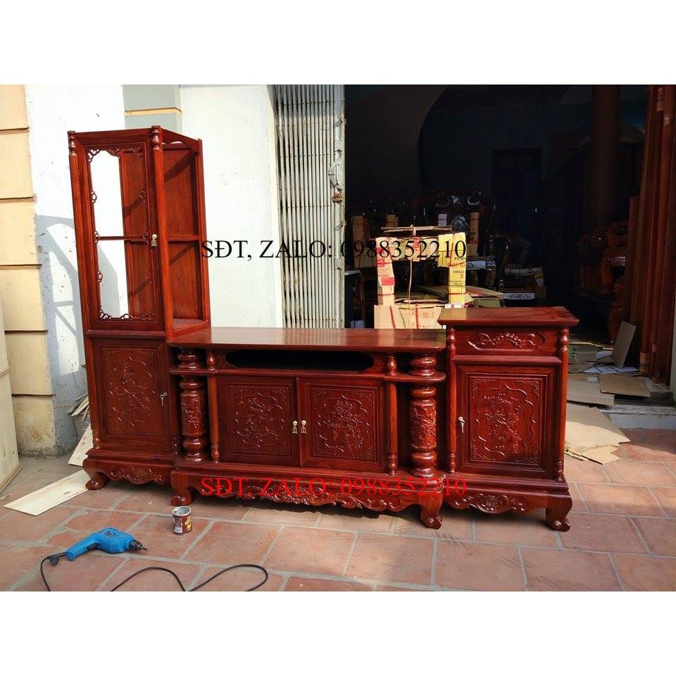 Kệ Tivi Loại Lệch - gỗ hương vân