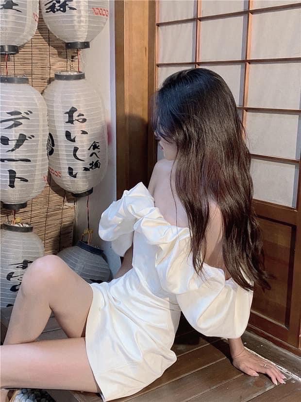 Đầm body trễ vai bèo trắng sang trọng