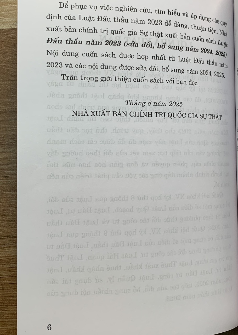 Luật Đấu Thầu năm 2023 (Sửa đổi, bổ sung năm 2024, 2025)