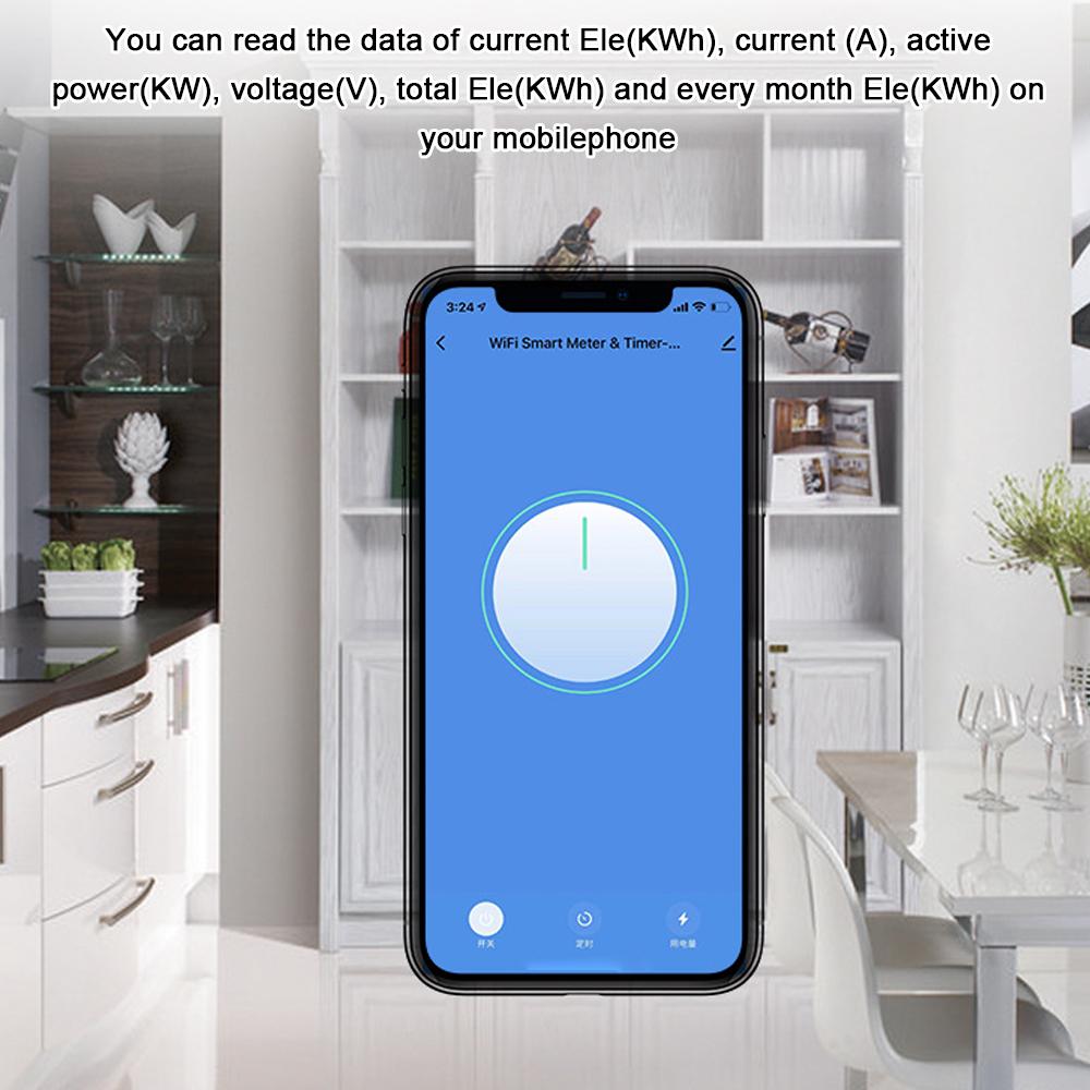 Tuya WiFi Intelligent Electric Meter Intelligent Energy Meter Timer Home Electric Meter Mobilephone APP Remotes Control No Need Manual Meter Reading Intelligent Home Electric Meter
