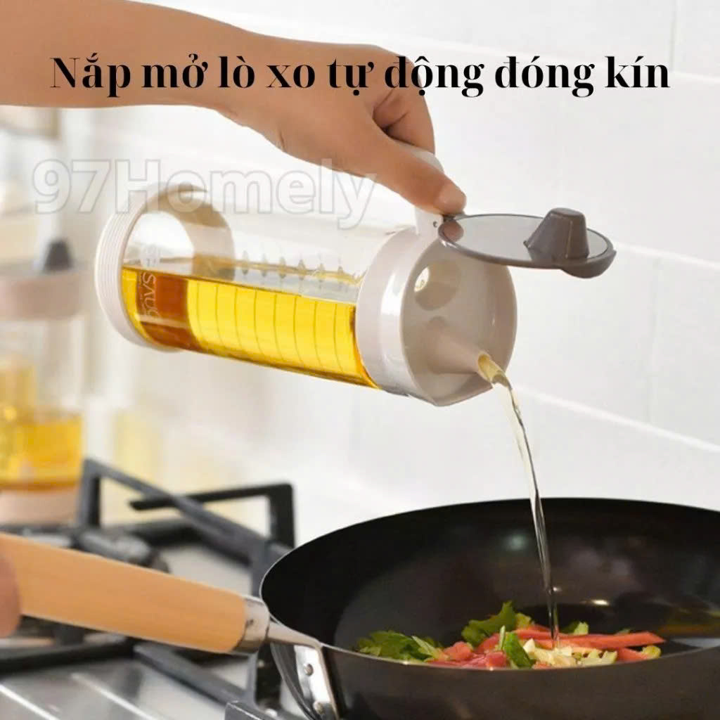 Bình Thủy Tinh Rót Dầu Ăn/Nước Mắm Có Vòi &amp; Phễu Tích Hợp – Dung Tích 500ml – Chai Đựng Gia Vị Thông Minh, Chịu Nhiệt, Có Vạch Chia- HÀNG CHÍNH HÃNG MINIIN