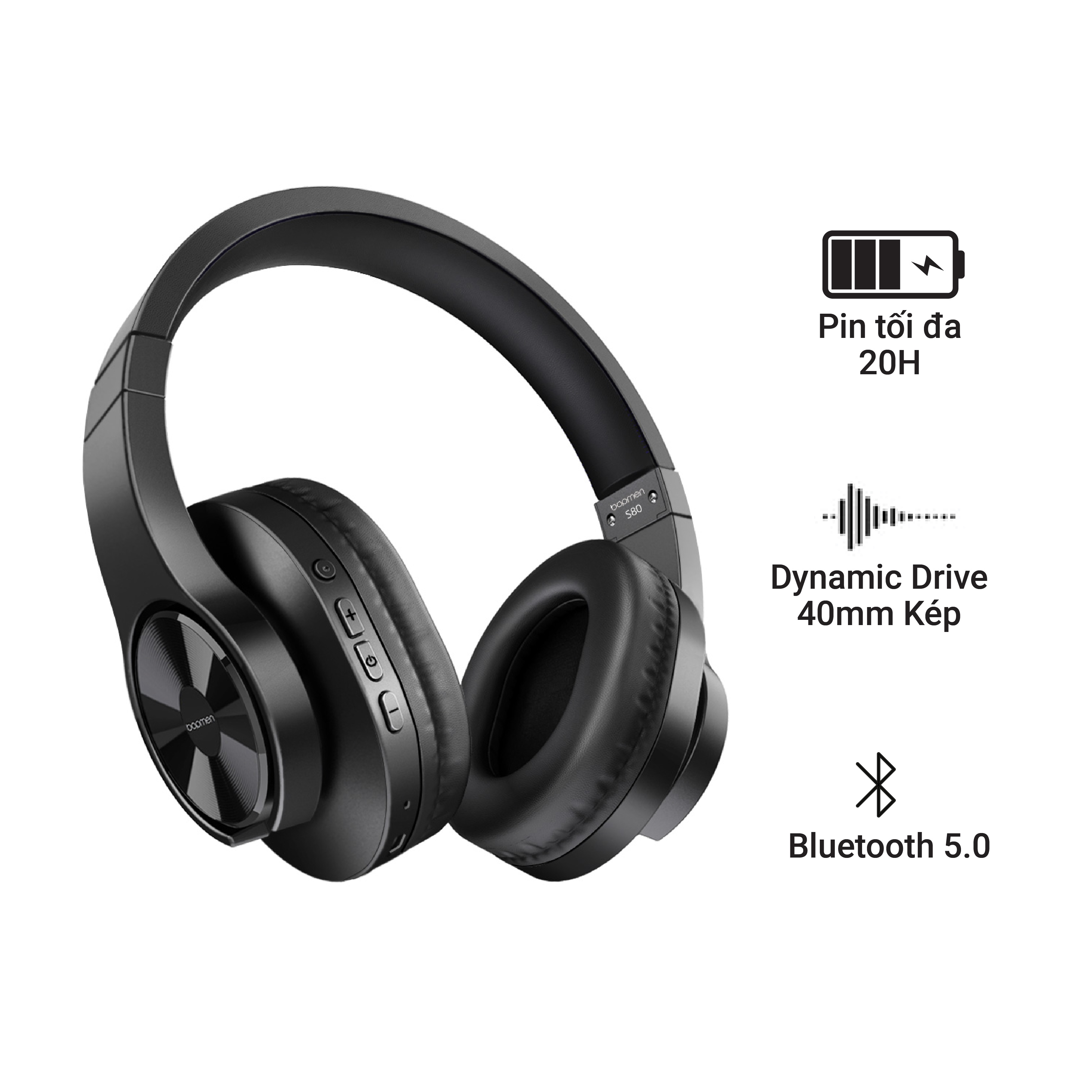 Tai Nghe Bluetooth Headphone OneOdio JS18 - Driver 40mm, Bluetooth 5.0, thời lượng pin lên đến 17h - Hàng Chính Hãng