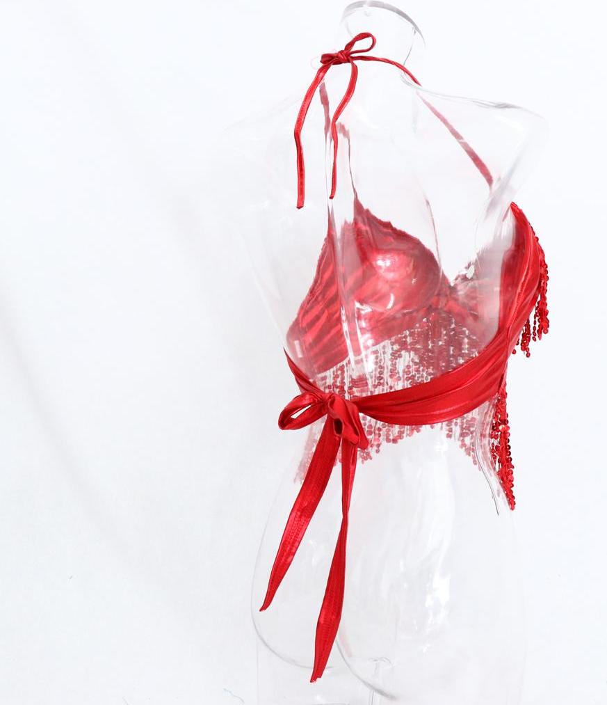 Trang Phục Belly Dance Bra Halter Top Trang Phục Biểu Diễn Sequin