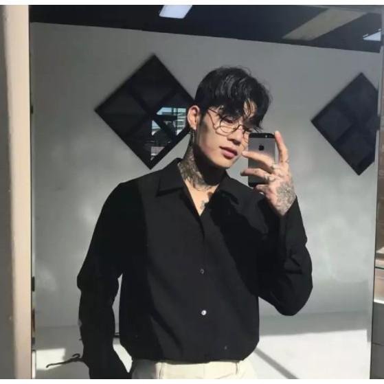 Áo sơ mi nam tay dài cổ vest form rộng unisex - chất vải lụa - SHOP MAYLAN
