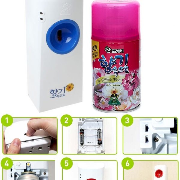Combo máy xịt phòng tự động kèm chai xịt phòng cao cấp Sandokkaebi Korea 300ml