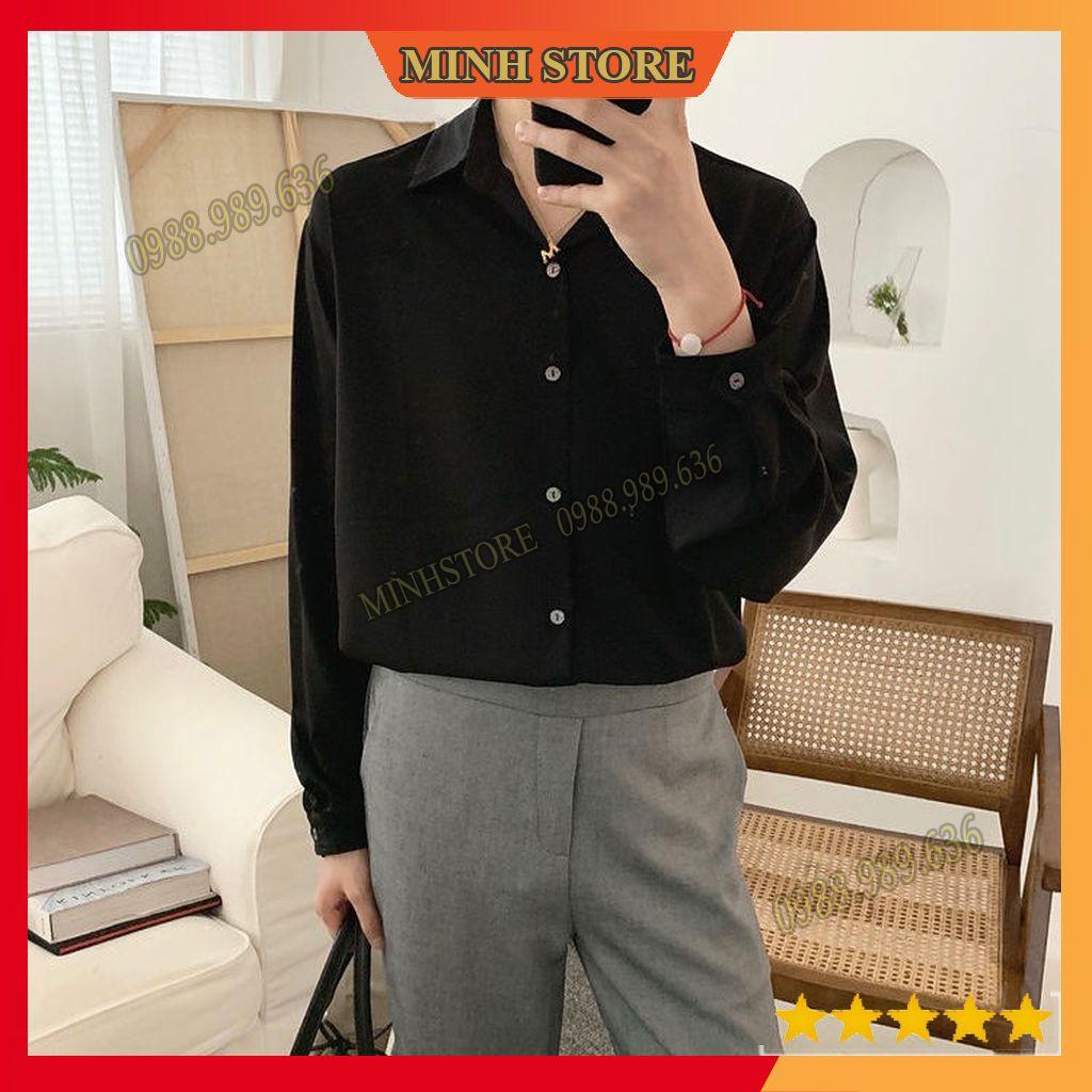 Áo sơ mi nam trơn dài tay, gấp hộp áo sơ mi công sở chất liệu lụa mịn cao cấp Minhstore66