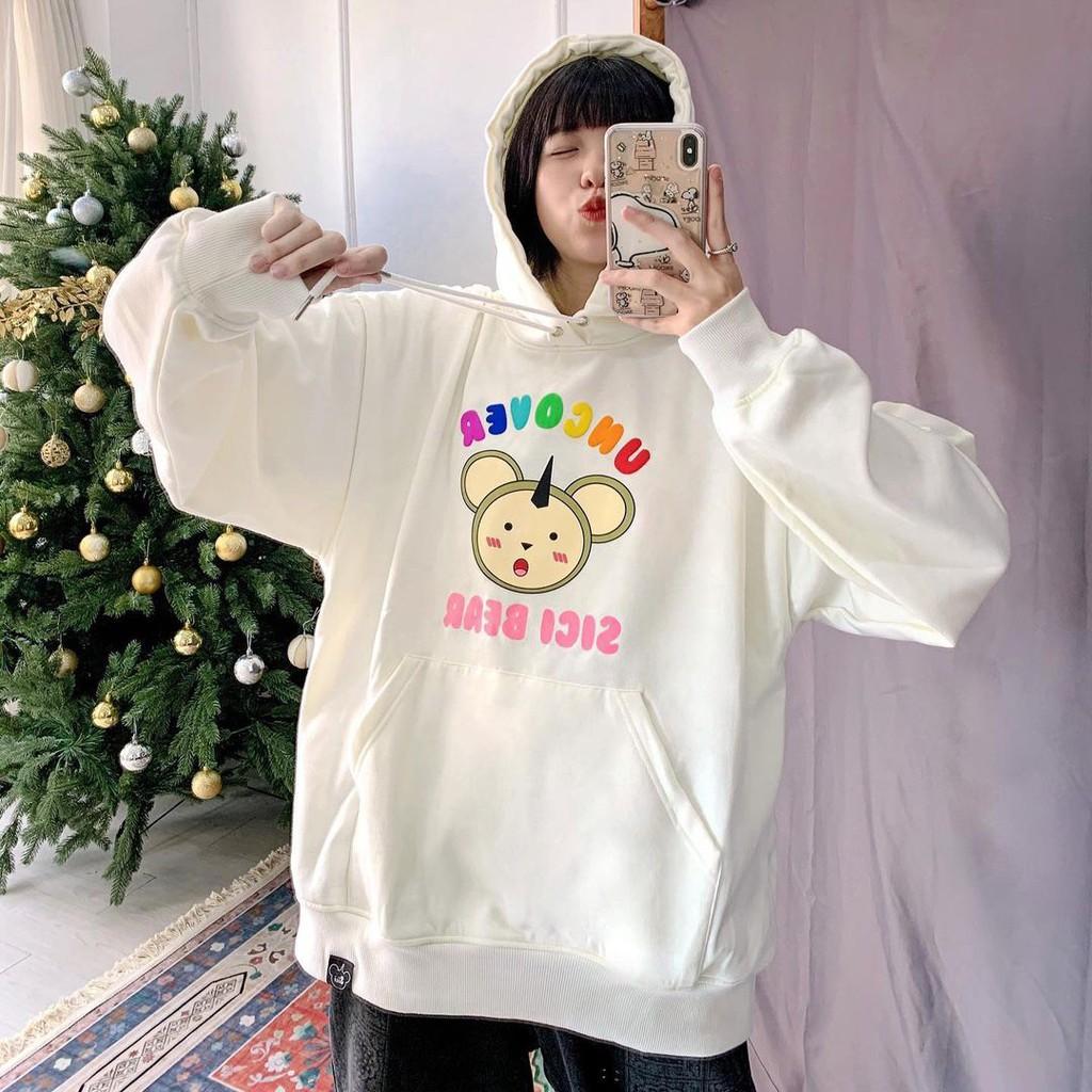 Áo Hoodie Nỉ Bông in UNCOVER MOKEY Form Rộng Unisex Nam Nữ Couple Ulzzang KUN