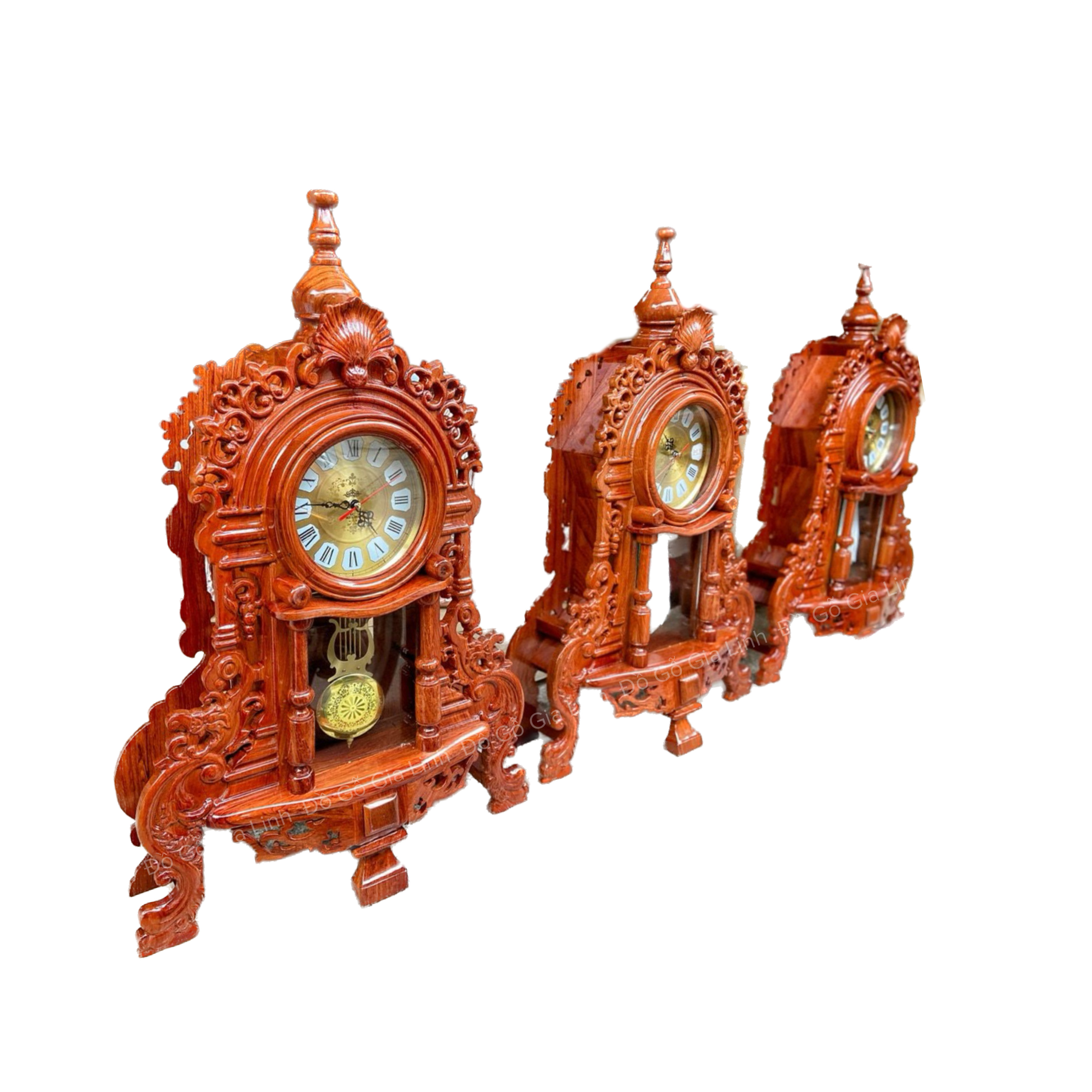 Đồng hồ quả lắc để bàn Đồ Gỗ Gia Linh gỗ Hương đá KT 70cm x 43cm x 15cm