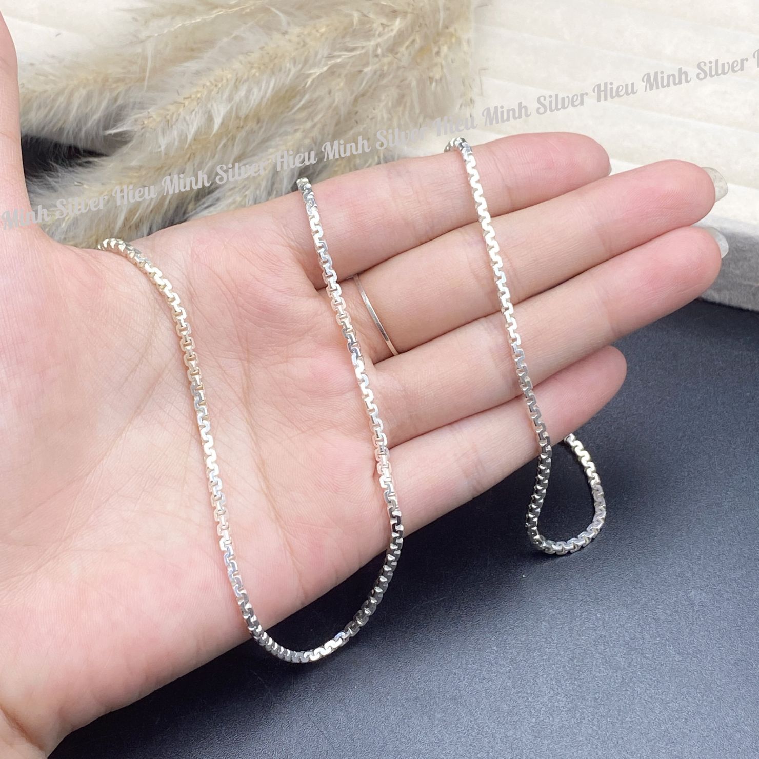 Dây Chuyền Nam Bạc 925 Kiểu Dây Hộp 50cm Chính Hãng Bạc Hiểu Minh DBN081