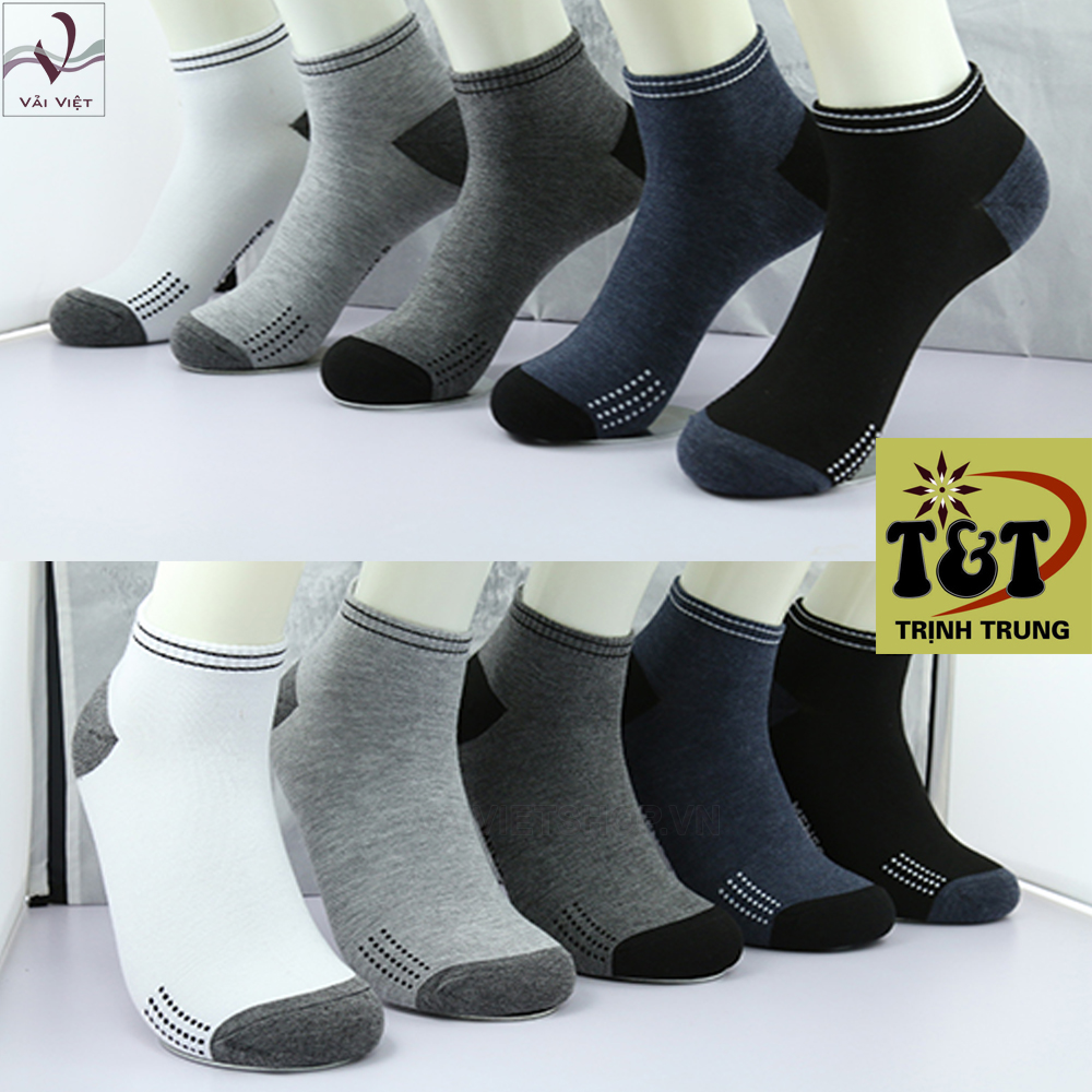 5 Đôi Tất Vớ Cổ Ngắn Nam, Sợi Cotton Cao Cấp Khử Mùi, Chống Hôi Chân, Không Bai Dão
