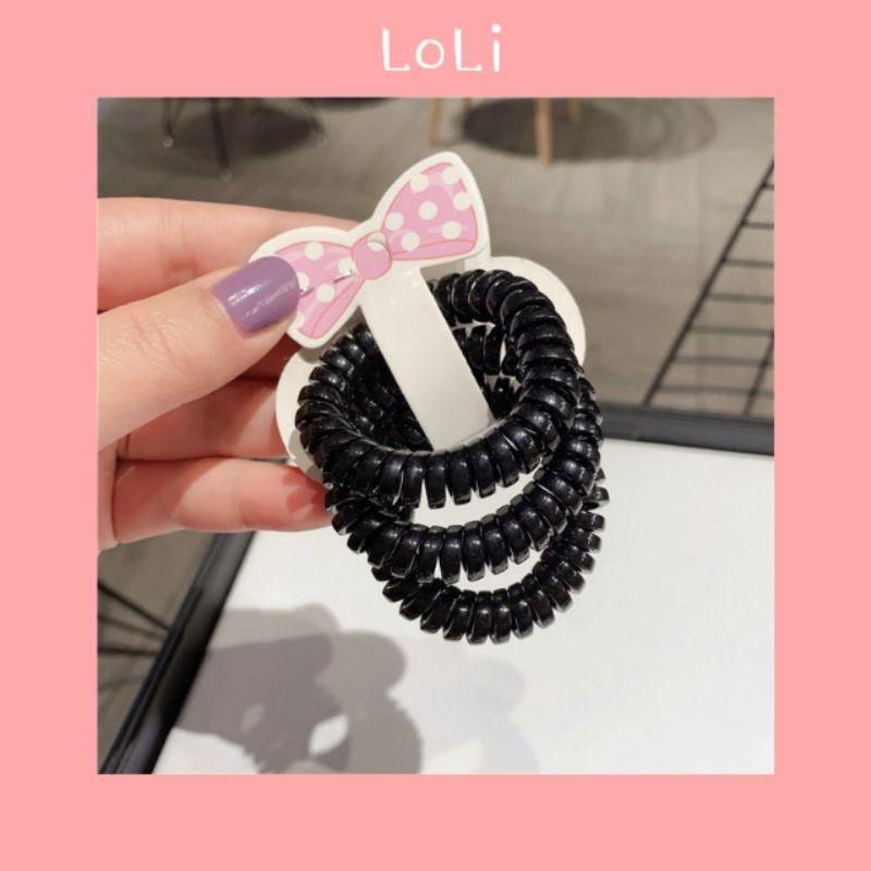 Sét 3 Dây Cột Tóc Lò Xo Đen Cao Cấp Cho Nữ