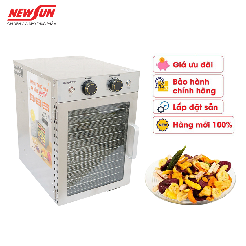 Máy sấy hoa quả, thực phẩm đa năng NEWSUN 12 khay sấy thực phẩm nhanh, đều cho chất lượng hoàn hảo - Hàng chính hãng