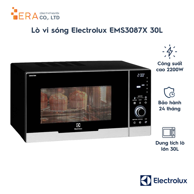 Lò Vi Sóng Có Nướng Electrolux EMS3087X - 30L (Đen) - Hàng chính hãng