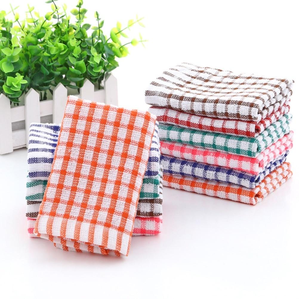 6PCS Cleaning Dish Cloth Tea Lint Plaid Cotton Towel Absorbent Handkerchief Lattice Towel Kitchen gadget Supplies Accessories