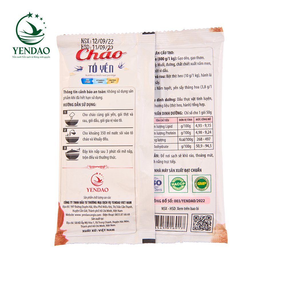 Cháo Tổ Yến Thịt Bằm Yến Đảo Giúp Hệ Tiêu Hoá Khoẻ Mạnh thùng 30 gói