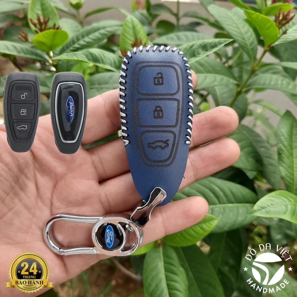 Bao Da Chìa Khóa FORD Ecosport, Fiesta, Focus. Da Bò Nhập Khẩu ITALIA, Khắc Tên + Số ĐT Chủ Xe