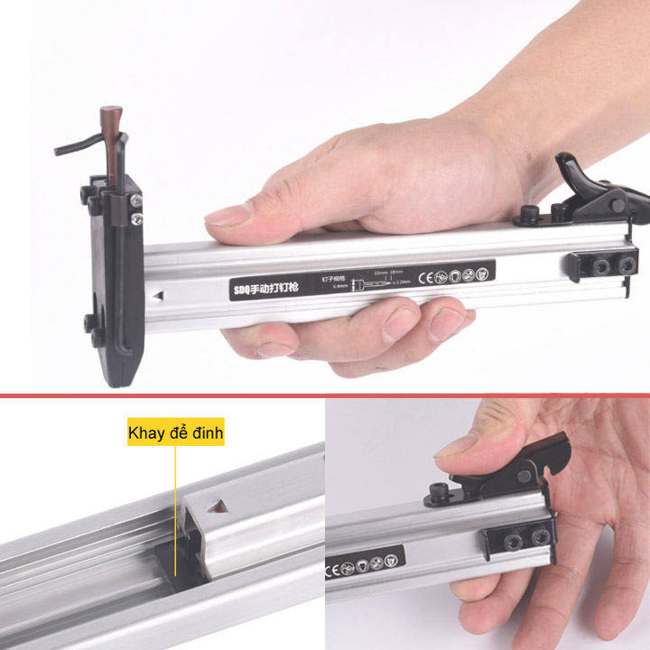 Dụng cụ hỗ trợ đóng đinh bê tông liên hoàn kèm hộp 400 đinh ST18P