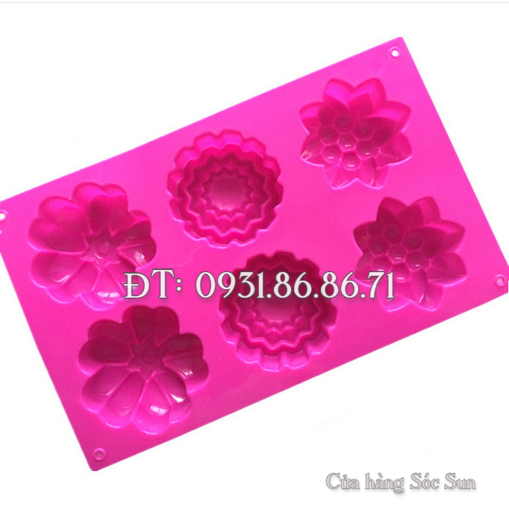 Khuôn silicon 6 hoa các loại – Mã số 1337