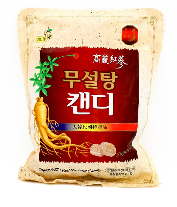 Combo 5 gói Kẹo hồng sâm không đường cao cấp Sugar Free Red Ginseng Candy 500g - Hàn Quốc