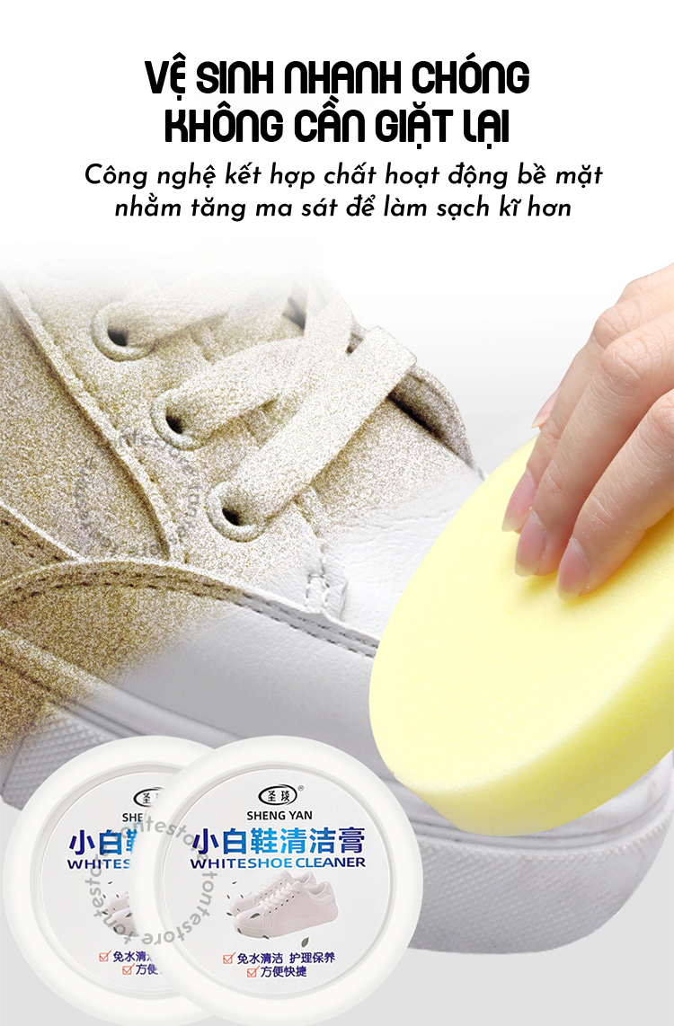 Kem vệ sinh giày, đồ da, ba lô, túi xách chuẩn Sheng Yan- không cần nước, mùi thơm dịu