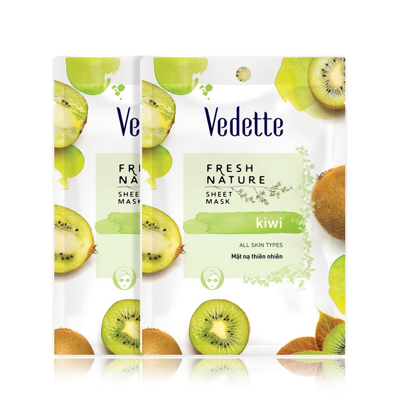 Combo 6 Mặt Nạ Thiên Nhiên Sáng Khỏe Tự Nhiên Kiwi Vedette Fresh Nature Sheet Mask Set Kiwi 25g x 6