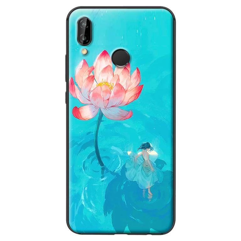 Ốp in cho Huawei Nova 3E Thiếu Nữ Và Sen - Hàng chính hãng