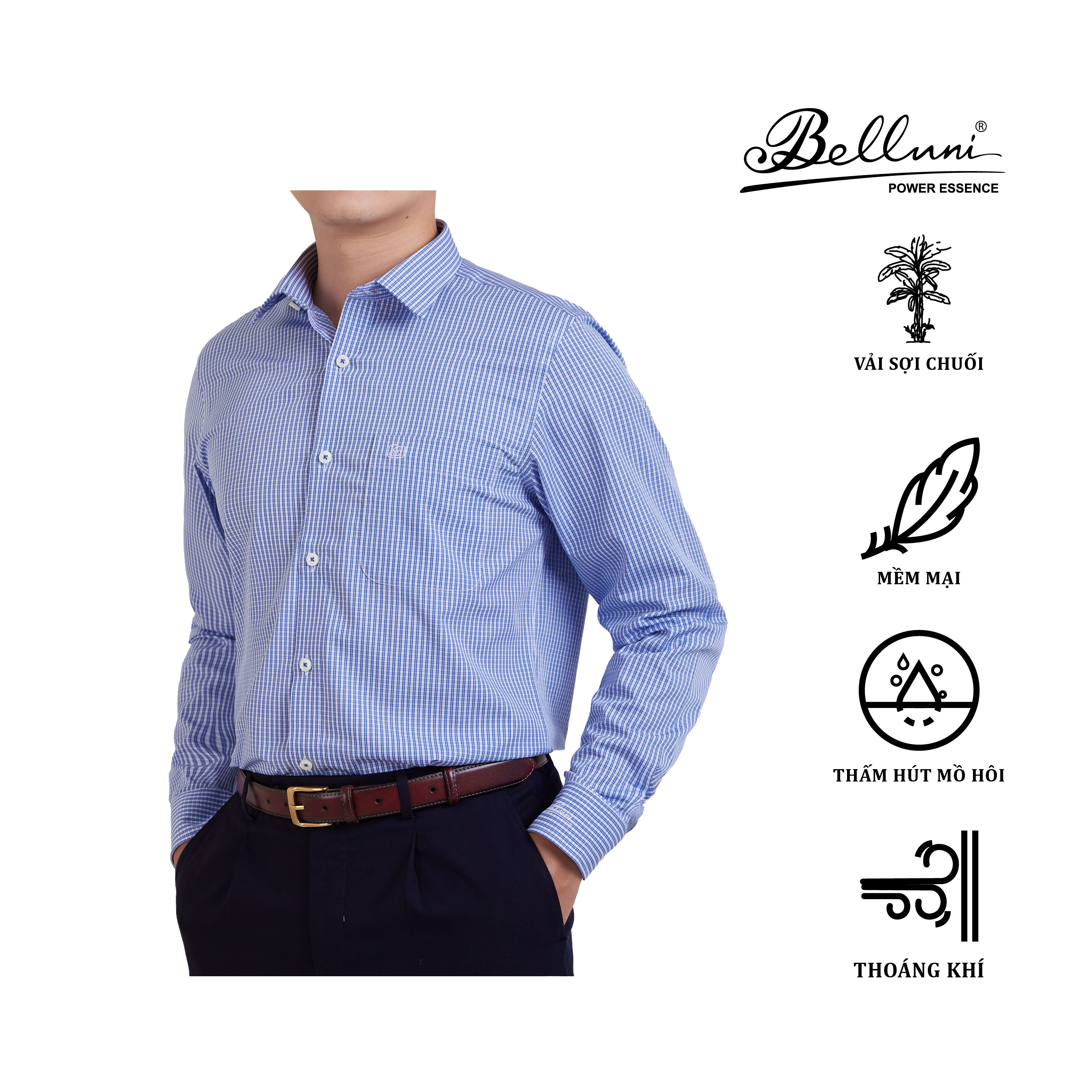 Áo sơ mi nam dài tay cao cấp BELLUNI vải sợi chuối thanh lịch thoáng mát - ABD.BAN.BE.172.B4