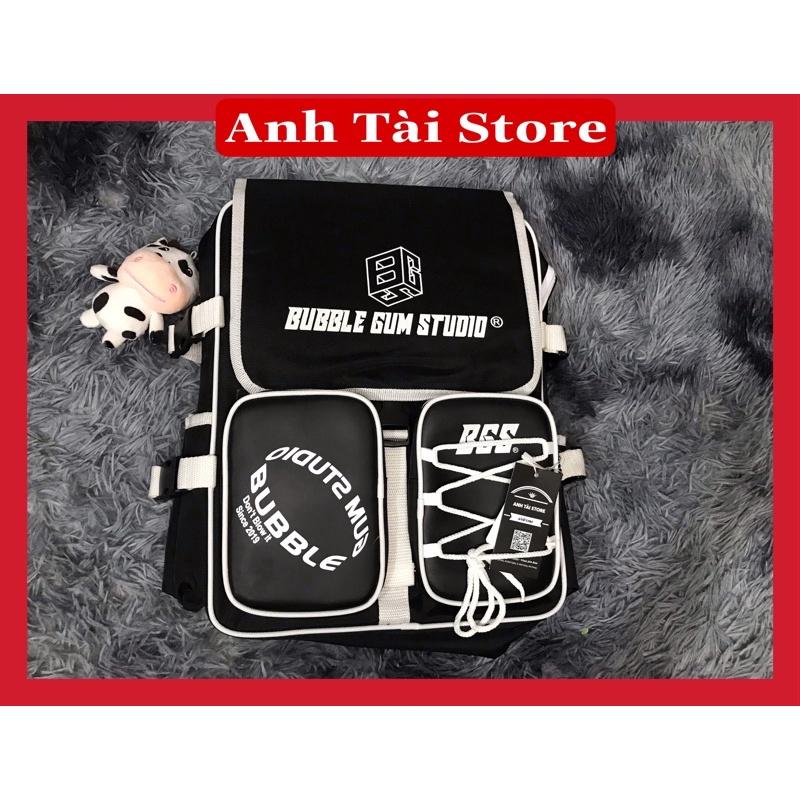 Balo thời trang nam nữ BUBLE GUM STUDIO chất vải Canvas chống thấm nước nắp gập kích cỡ lớn nhiều ngăn tiện dụng AT116
