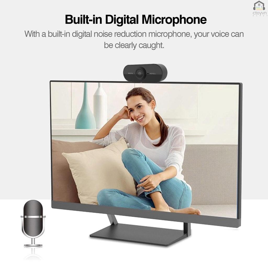 Webcam USB 1080P kèm mic có kẹp gắn laptop hỗ trợ dạy học/ phát sóng trực tuyến
