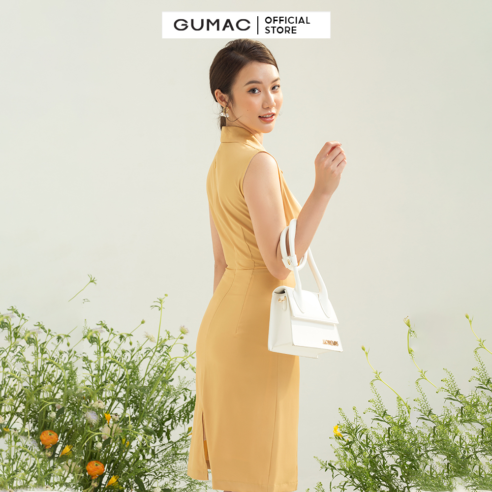 Đầm sát nách GUMAC DC03046 form A cổ vest