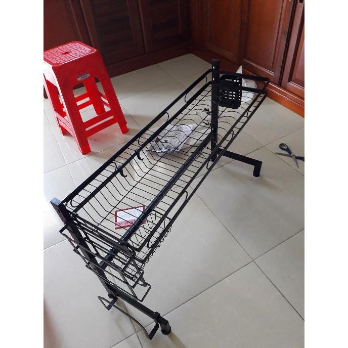 Kệ chén bát phía trên bồn rửa , kệ chén thông minh khung thép đen cao cấp sơn tĩnh điện 85cm