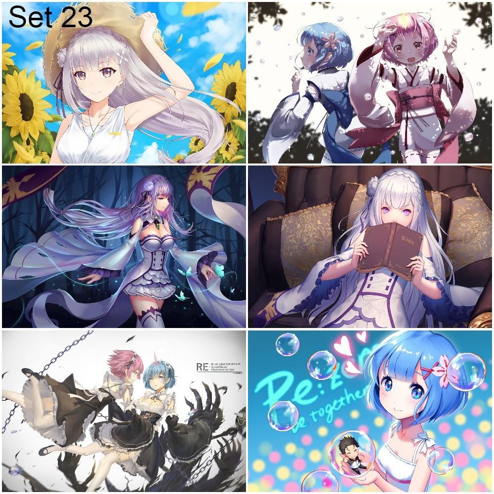 Bộ 6 Poster anime Re:Zero − Bắt đầu lại ở thế giới khác - A3,A4,A5