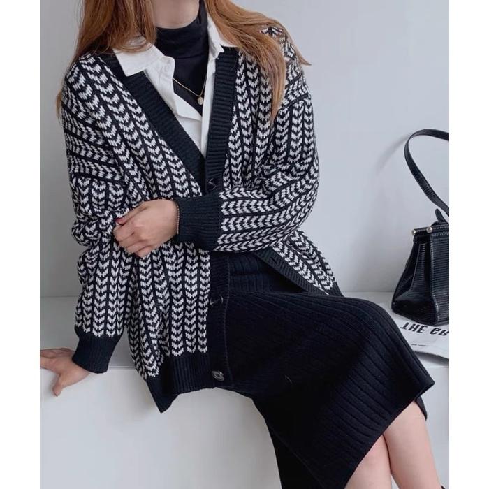 MS469 Áo cardigan len hoạ tiết form rộng