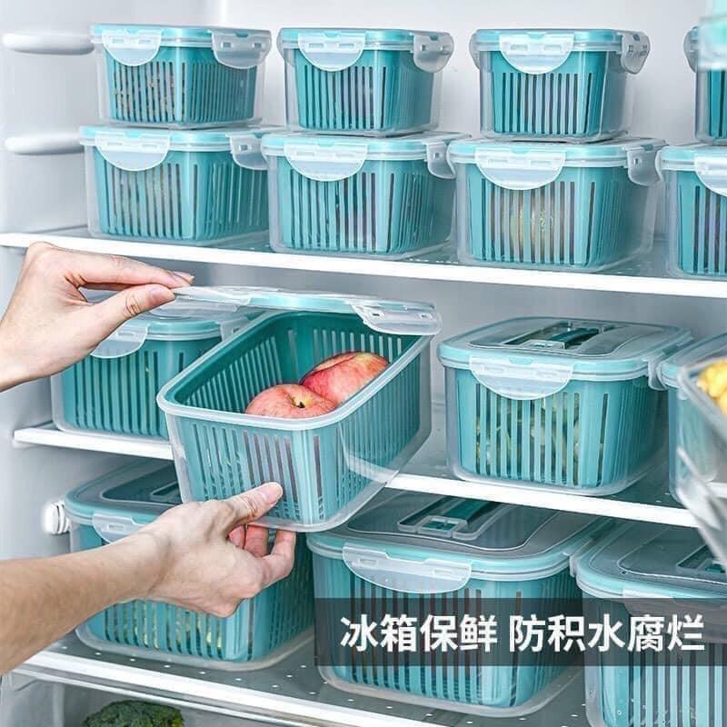 Set 5 hộp đựng thực phẩm bảo quản tủ lạnh đa năng có nắp đậy, thông minh, cao cấp - Bộ 5 hộp rổ đựng rau quả để tủ lạnh.