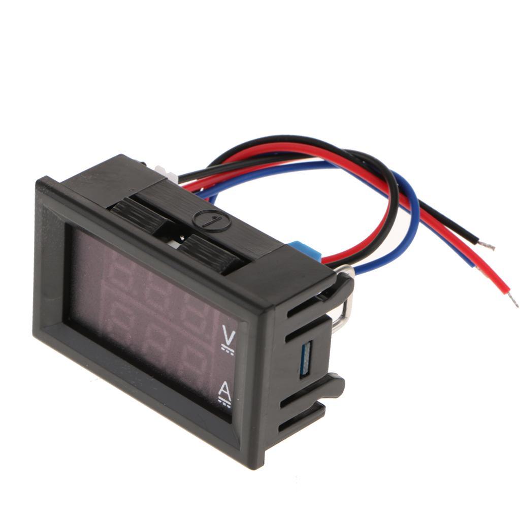 2-4pack DC 0-100V LED Motor Dual Display Digital Voltage Current Meter 10A