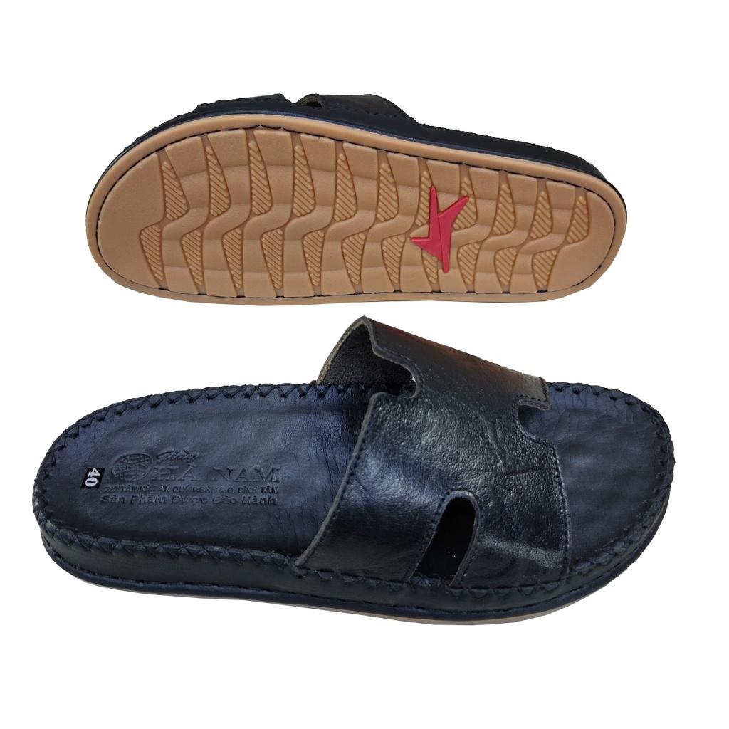 Dép Nam Quai Ngang HÀ NAM Da Bò Thật Cao Cấp DNA2211B