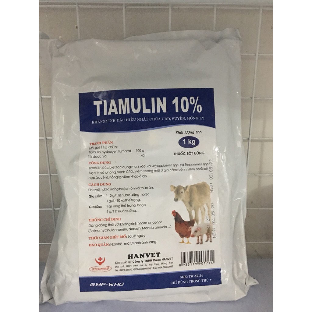 Thuốc thú y, Tiamulin 10% (1kg) dùng cho chó, mèo, gia súc, gia cầm