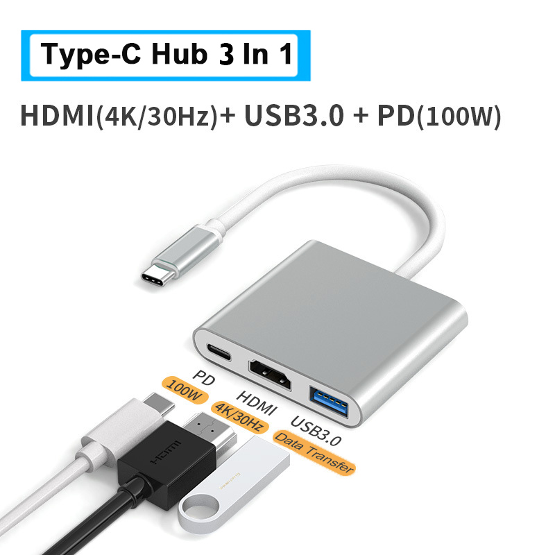 (8 in 1) HUB Type C, USB 3.0 PD100W HDMI Tốc Độ Cao Cổng Chia USB Mở Rộng Kết Nối Chuyển Đổi Cho Laptop Táo Laptop PC