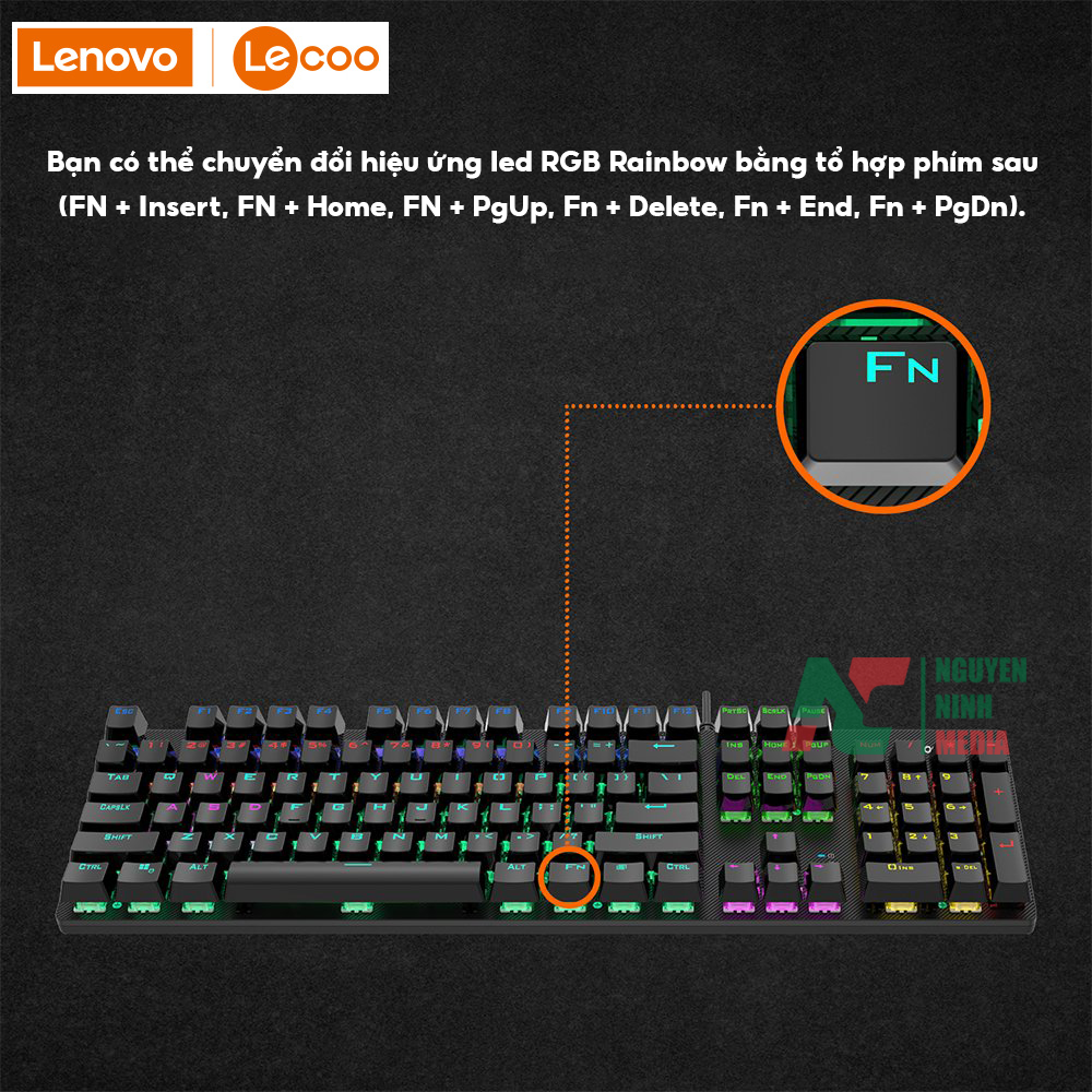 Bàn Phím Cơ Gaming Lenovo Lecoo KG1101 Mutil LED - Hàng Chính Hãng