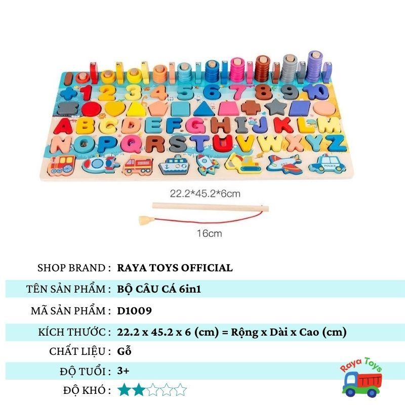 Đồ chơi trẻ em thông minh cho bé gái bé trai câu cá 6 in 1 lắp ráp bằng gỗ theo giáo dục, quà tặng sinh nhật