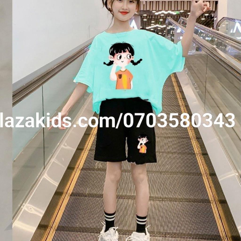 Bộ quần áo hè dành cho bé gái 6-12 tuổi . Xinh xắn, đáng yêu, thoáng mát KIDS GENZ-thun cao cấp 4 chiều chính phẩm