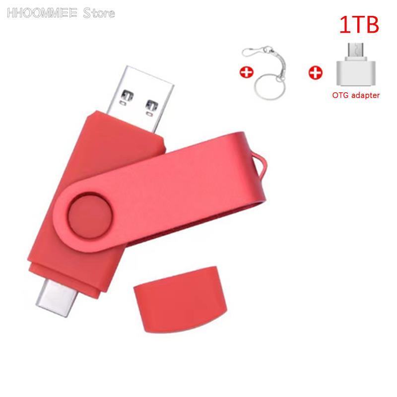 Loại C USB flash Ổ đĩa OTG Pen Drive Drive Stick 2 trong 1 Tốc độ cao Pendrive Bộ nhớ lưu trữ bên ngoài Quà tặng Keychain 1TB / 2TB Màu sắc: dưới dạng hình ảnh