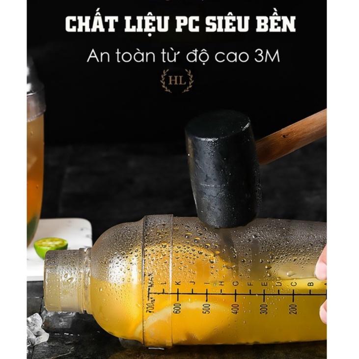 Bình lắc trà, rượu, shaker nhựa vạch đen (Nhựa PC Chịu Lực - Loại I) | ĐỒ PHA CHẾ TIỆM CAFE, TIỆM TRÀ CHANH, QUẦY BAR