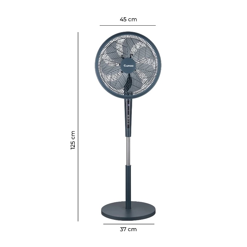 Quạt đứng Rapido RWF – 45PGD có điều khiển từ xa, hẹn giờ, sải cánh lớn - Hàng chính hãng