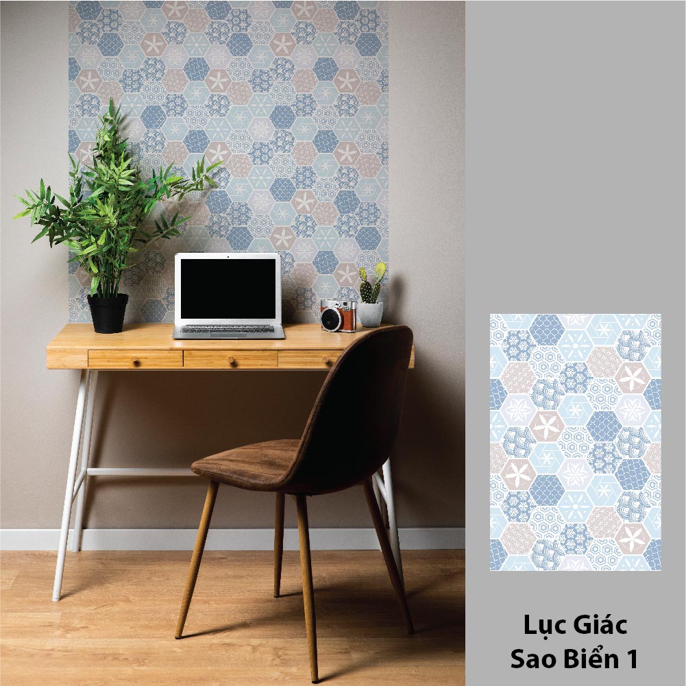 Decal gạch bông uv lục giác sao biển