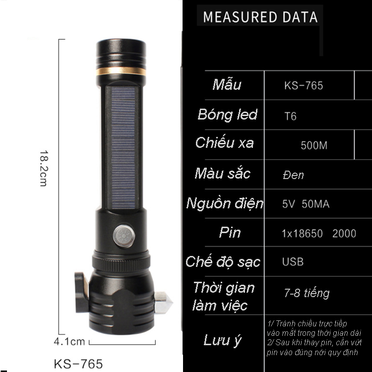 Đèn pin siêu sáng thoát hiểm 7 chức năng