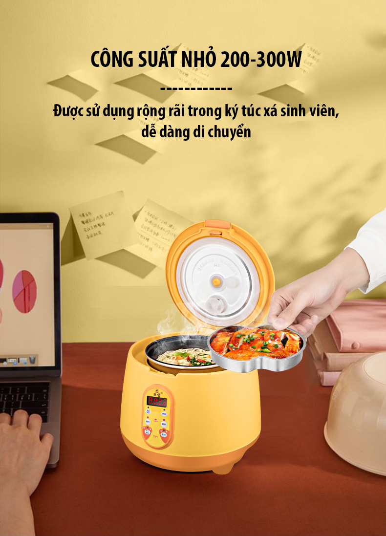 Nồi cơm điện nắp gài 1.2L VITVANG Lòng nồi chống dính - kiểu dáng Hàn Quốc