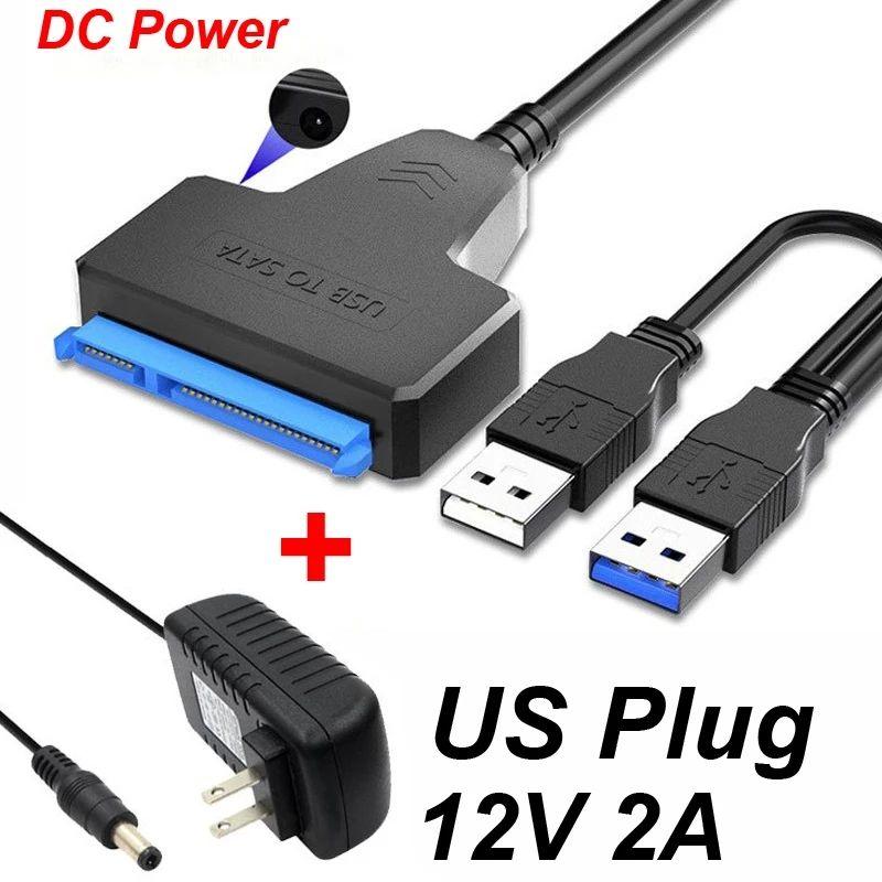 Ổ cứng SSD HDD bên ngoài CD-ROM ổ đĩa quang SATA 3 đến USB 3.0 Cáp với bộ chuyển đổi 12V 2A cho máy tính xách tay máy tính để bàn PC