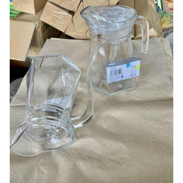 Bình thủy tinh lục giác miệng rót 1200ml