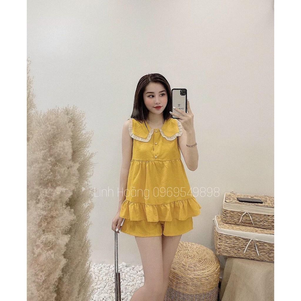 Sét đùi cổ xòe lai bèo cực nữ tính kèm hình thật